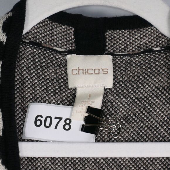 Chicos Cardigan Sweater Vest Womens Size 1 Small Black Brown Animal Print Luxe - Picture 6 of 6